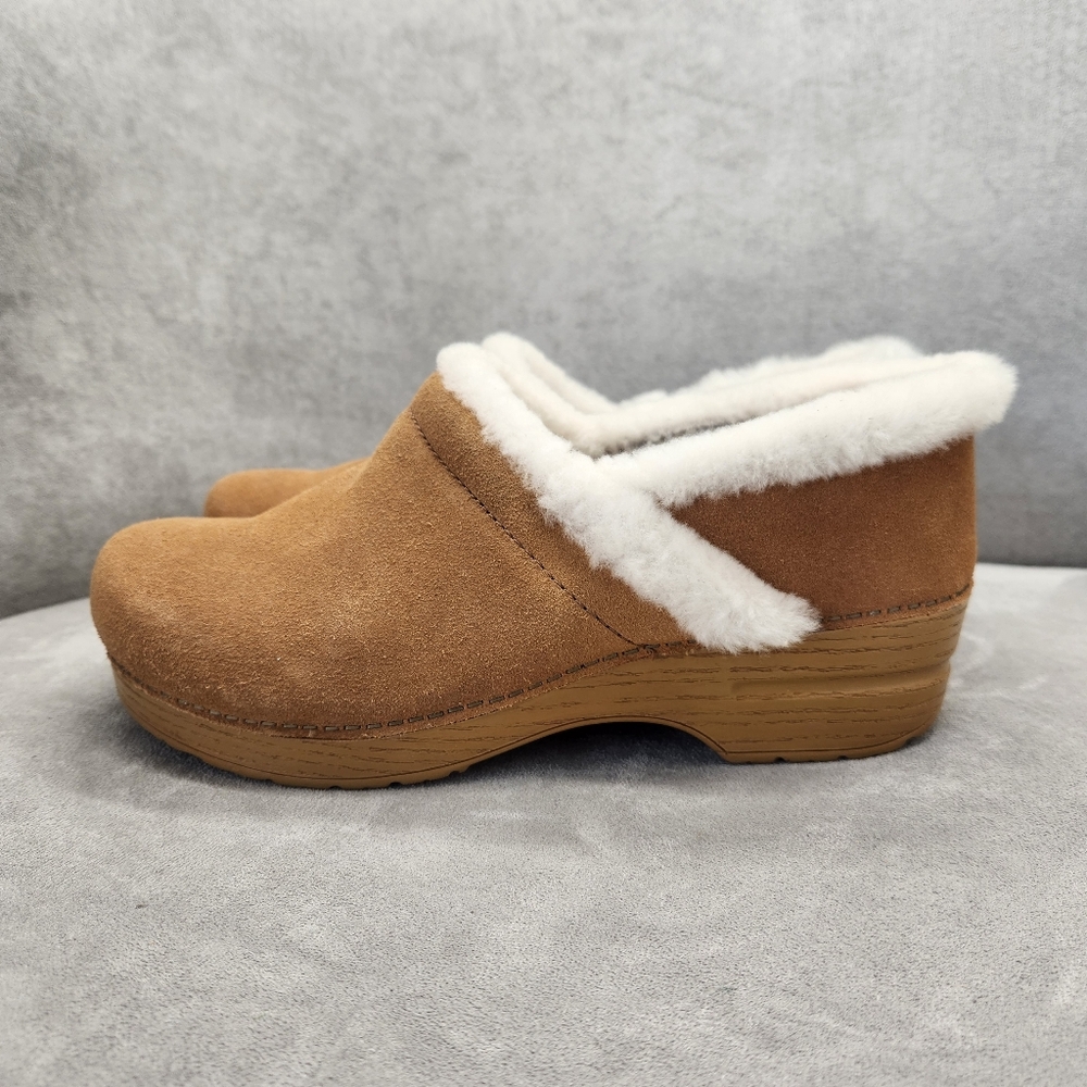 Dansko Pro Cozy clogs women's 10.5 tan suede shearling boho cottagecore new $150 - Picture 7 of 15